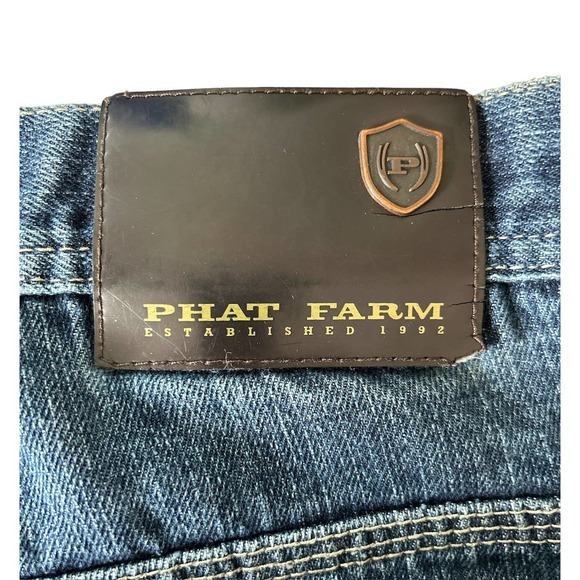 VINTAGE Phat Farm Jeans 38 Baggy Wide‎ Leg Hip-Hop Y2K 90's Grunge Embroidered - Picture 8 of 8